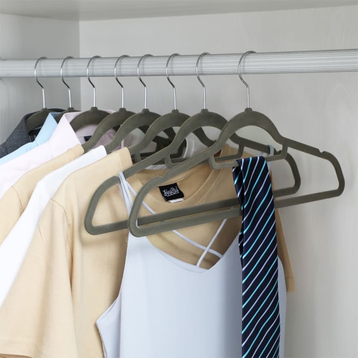 Lot De 30 Cintres Velours Antidérapants Avec Barre à Cravate - Gain De Place Pour Vestes Et Costumes