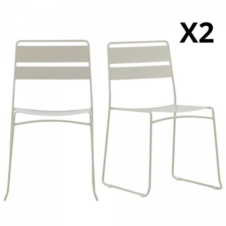 Lots de 2 chaises de jardin modernes en métal beige-Nalima