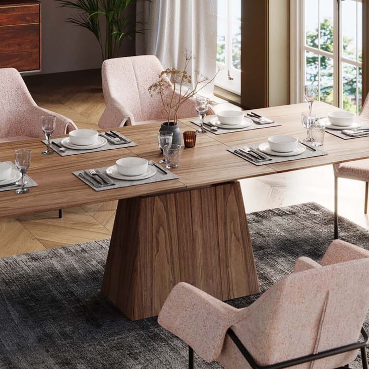 Table à manger rectangulaire en chêne blanchi 8 couverts L200