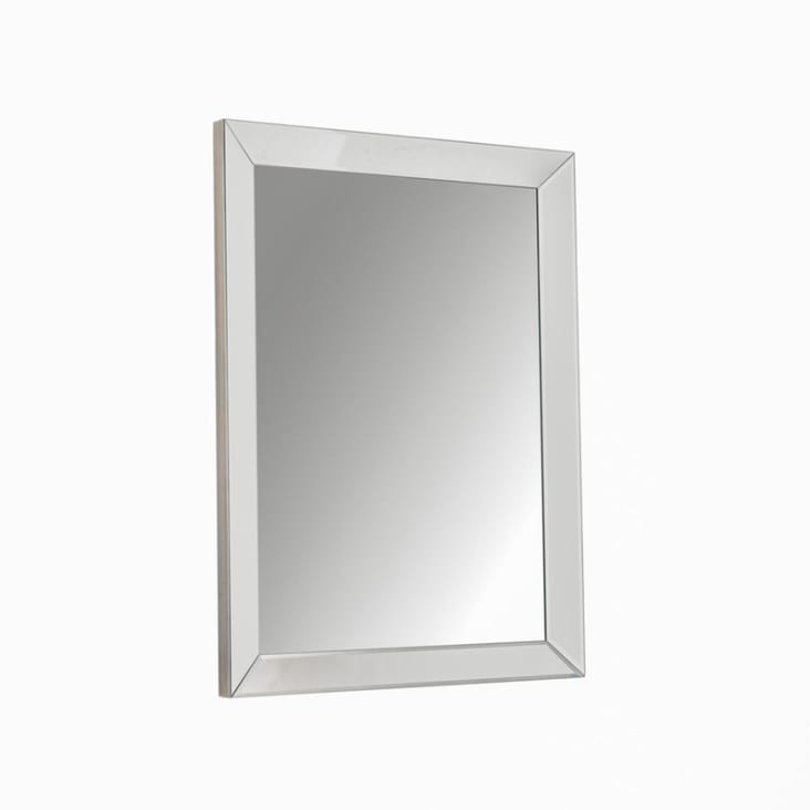 Specchio da parete rettangolare cornice in legno Argento cm 90x5 120h TESEO