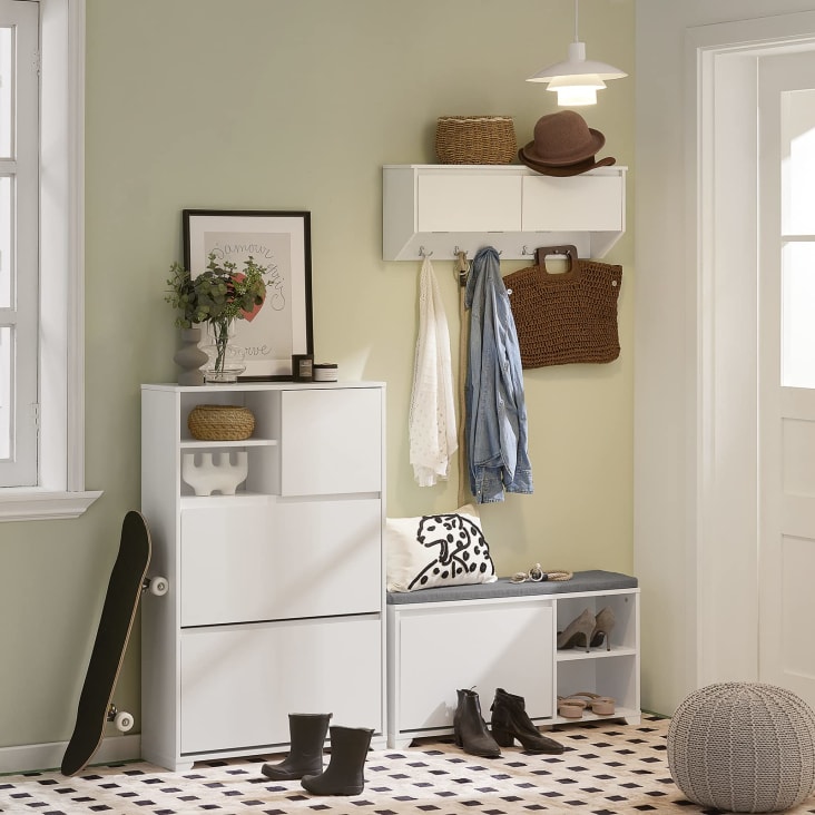 Meuble salle de bains 60 ou 80 cm, Blanc brillant, 1 tiroir + vasque  céramique, Caruso