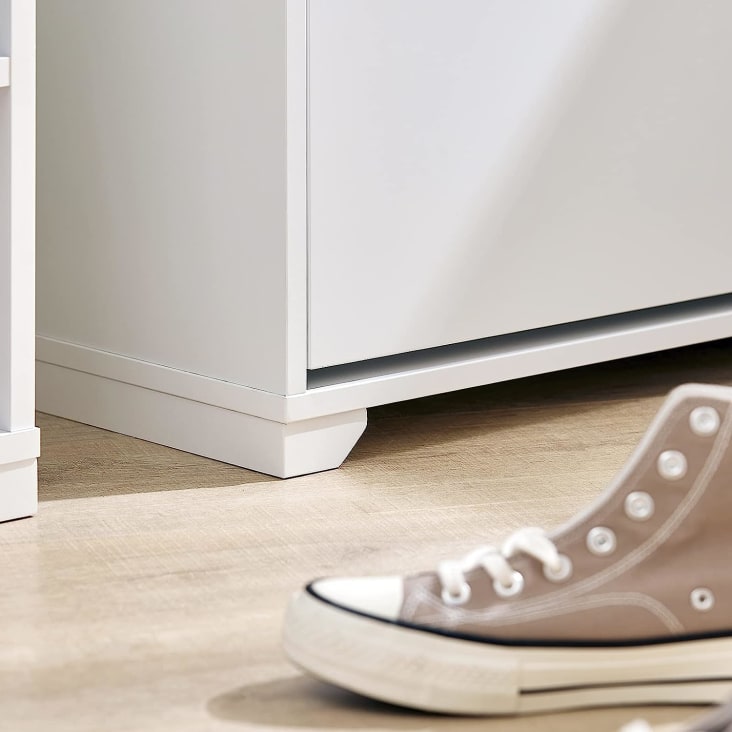 Zapatero con espejo de pie de longitud completa, organizador de zapatos de  5 niveles para sala de estar, color blanco