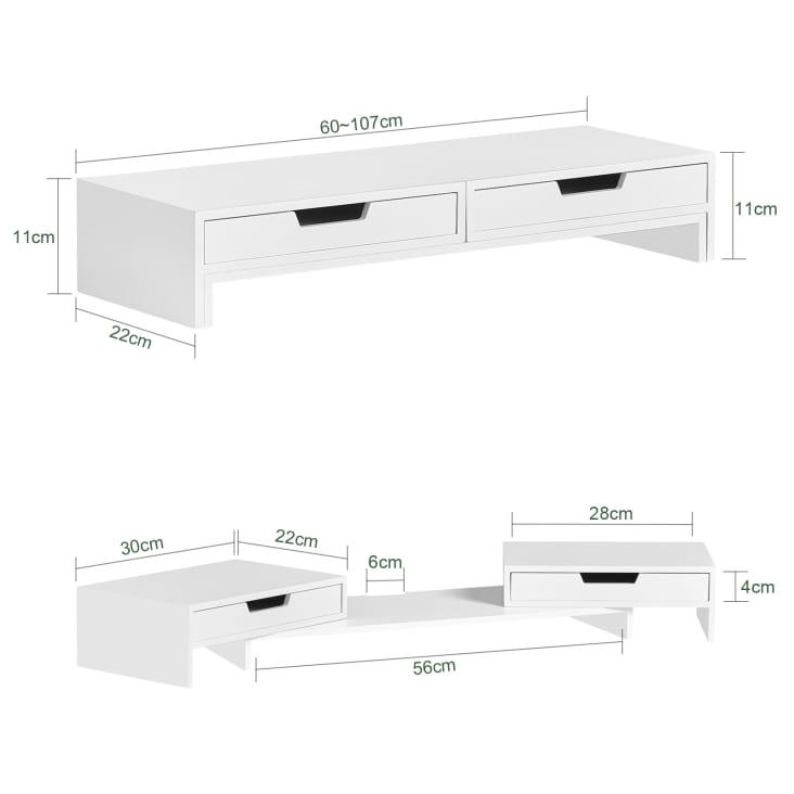 Supporto monitor bianco in pannello truciolato