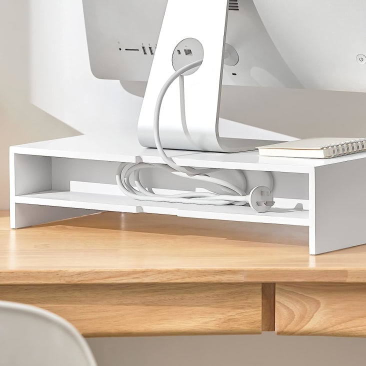Soporte de monitor de madera real, soporte de pantalla de computadora Riser  iMac Stand, soporte de estante de escritorio de madera maciza, oficina en  casa, regalo para él, accesorios de escritorio 