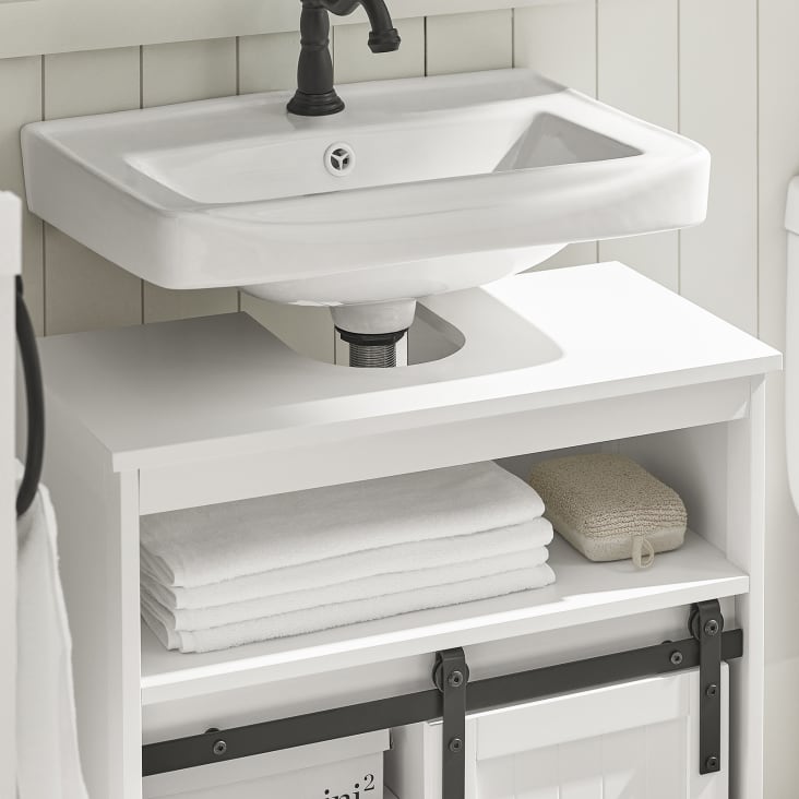 Tidyard Mueble Bajo Lavabo Mueble de Baño Estructura de baño con Lavabo  Incorporado Hierro Blanco 2# con un desbordamiento : : Hogar y  cocina
