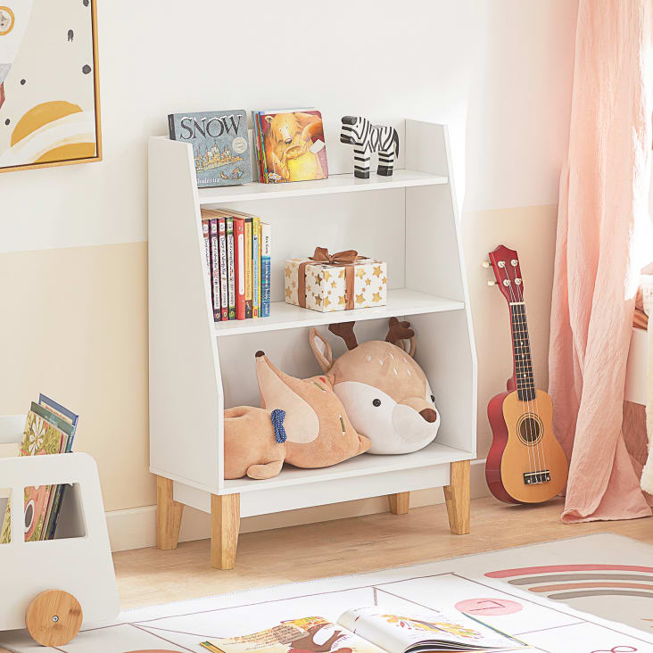Librería Infantil Para Niños Con 3 Estanterías Blanco H80cm con