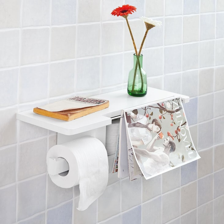 Support papier toilette - 2 niveaux, sortie papier - gris bambou