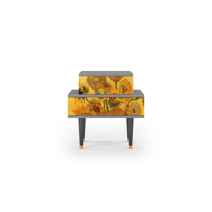 Table de chevet jaune 2 tiroirs L 58 cm-SUNFLOWERS BY VINCENT VAN GOGH