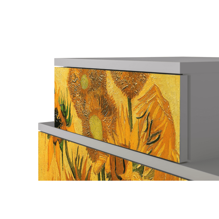 Table de chevet jaune 2 tiroirs L 58 cm-SUNFLOWERS BY VINCENT VAN GOGH cropped-5