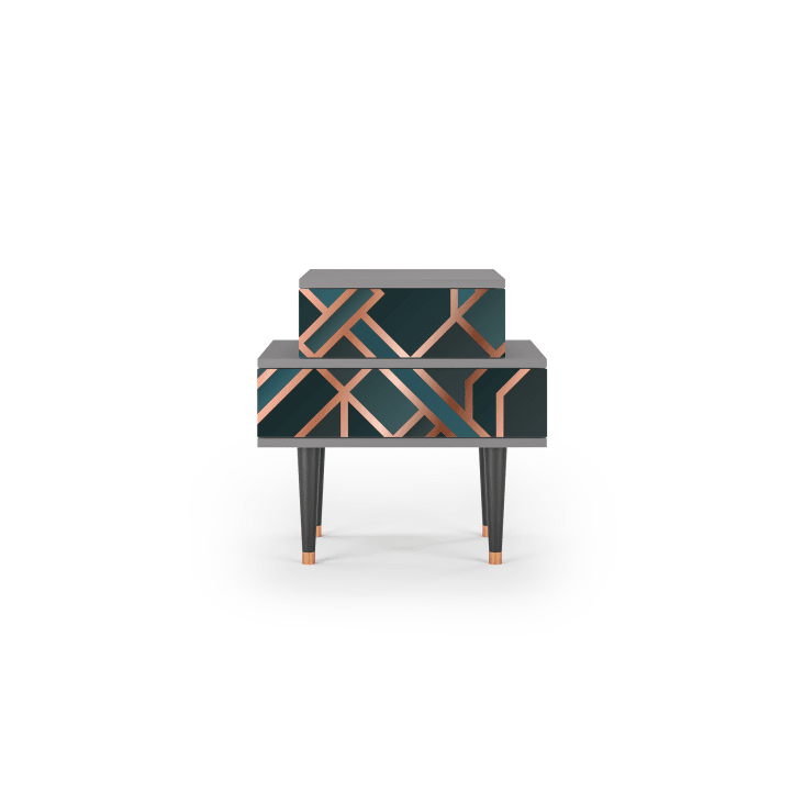 Table de chevet bleu-vert 2 tiroirs L 58 cm-BRONZE CROSSROAD