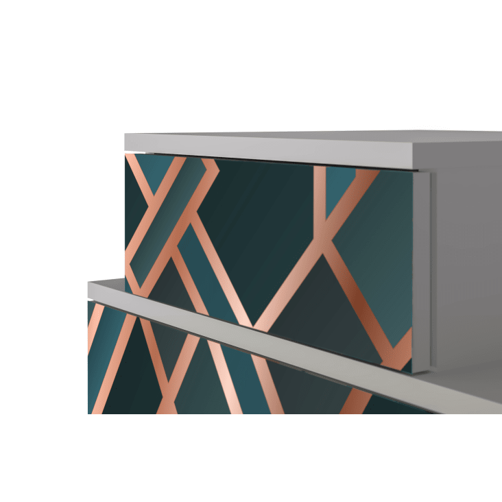 Table de chevet bleu-vert 2 tiroirs L 58 cm-BRONZE CROSSROAD cropped-5