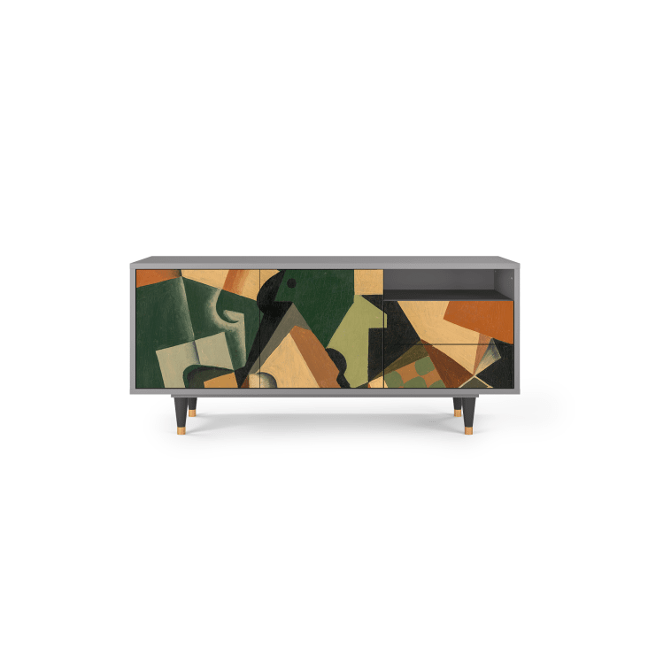Meuble TV  multicolore 2 tiroirs et 2 portes L 125 cm-GLASS AND CHECKERBOARD BY JUAN GRIS