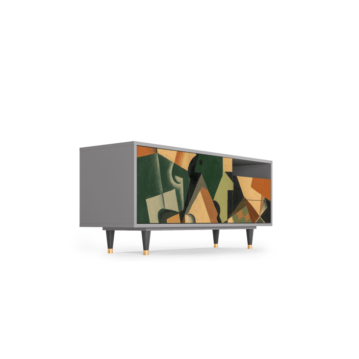 Meuble TV  multicolore 2 tiroirs et 2 portes L 125 cm-GLASS AND CHECKERBOARD BY JUAN GRIS cropped-4