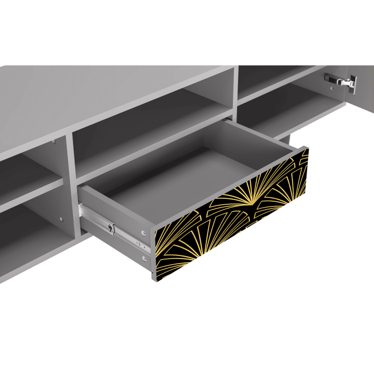 Scarpiera Moderna 90x120 Cm – Con 3 Ripiani, 1 Cassetto E 1 Anta, Design Ondulato, Colore Nero