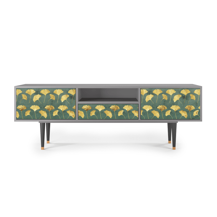 Mobile TV verde e giallo 2 cassetti e 1 anta L 170 cm GINGKO LEAVES Maisons du Monde