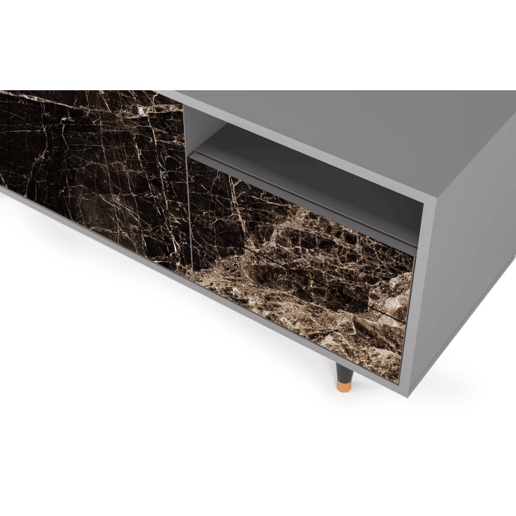 Scarpiera Moderna 90x120 Cm – Con 3 Ripiani, 1 Cassetto E 1 Anta, Design Ondulato, Colore Nero