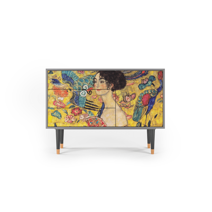 Credenza gialla 3 cassetti e 1 anta L 115 cm LADY WITH FAN BY GUSTAV