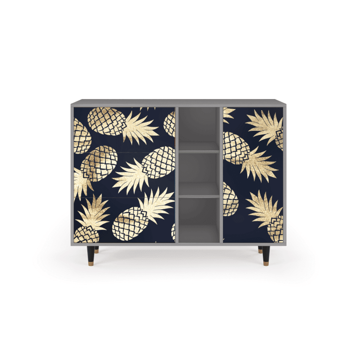 Credenza blu e gialla 3 cassetti e 1 anta L 125 cm SUNNY PINEAPLE