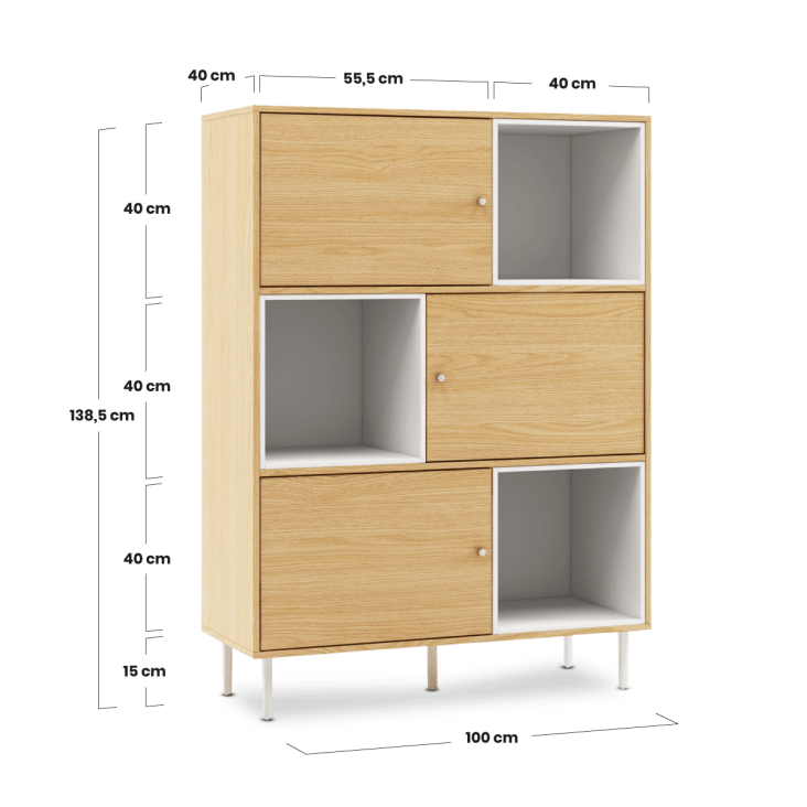 Mobile credenza a 3 ripiani per sala da pranzo o cucina, colore bianco