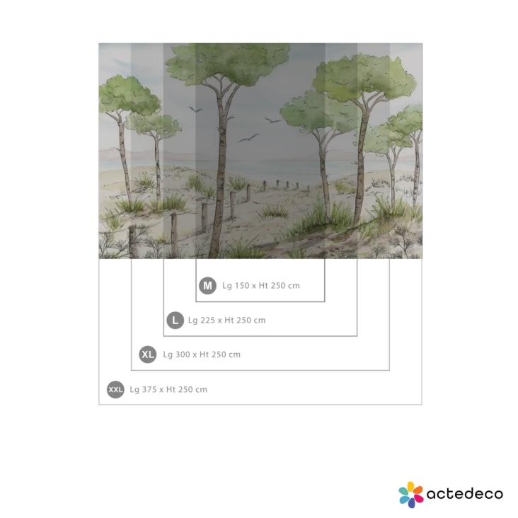 Papier peint panoramique paysage vue des pins vert 225x250cm cropped-4