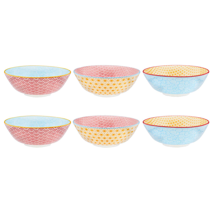 Lot de 6 grands bols en porcelaine multicolore D21 Pattern Maisons du Monde