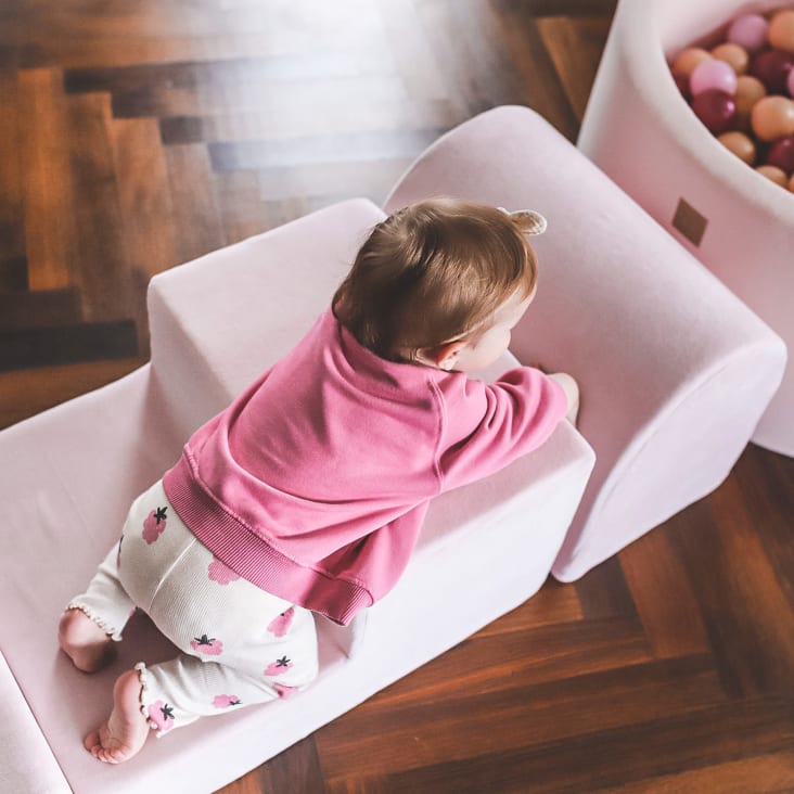 Pouf per bambini con contenitore beige e rosa MOUSEE