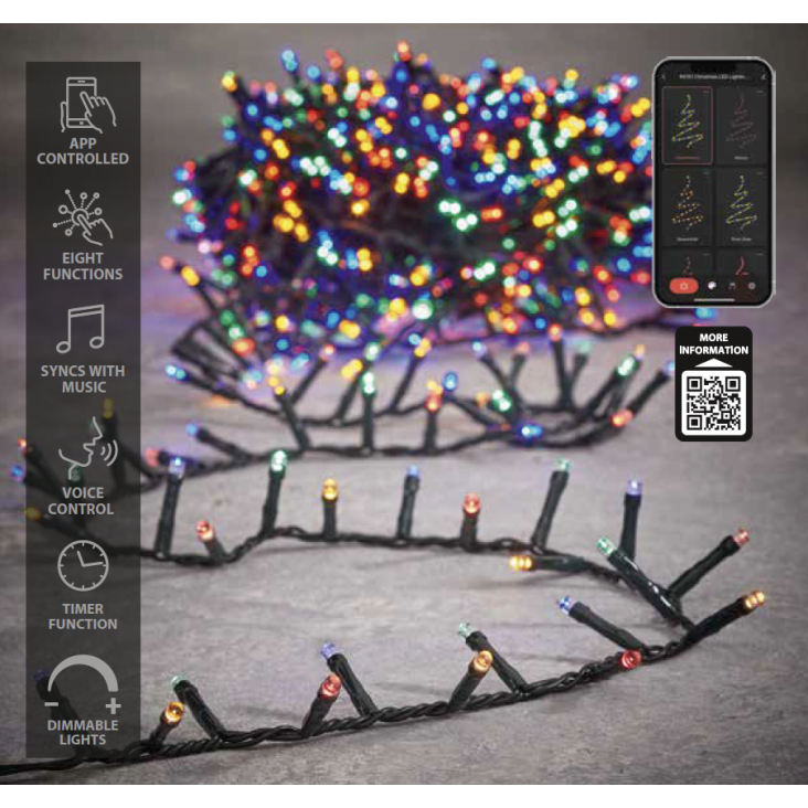 Lichterkette mit 1000 LEDLämpchen Multifarben L2000 Smart lighting Maisons du Monde