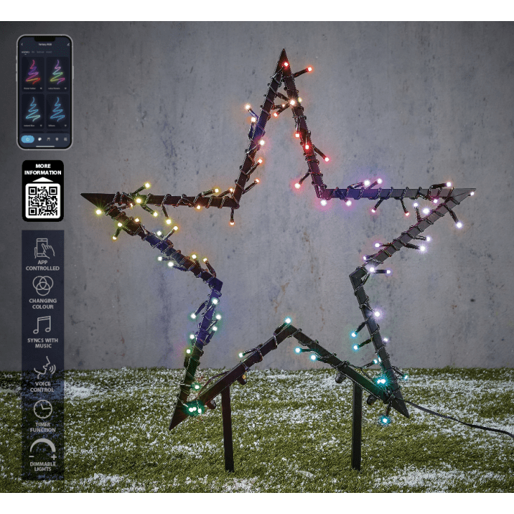 Gartenstecker Stern mit Monde du 73 LED-Lämpchen Smart | lighting Maisons