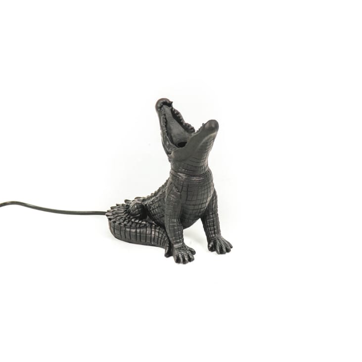 Krokodil Tischlampe aus Polyresin, Schwarz, 10x17x18.5 cm INDOOR LIGHTING