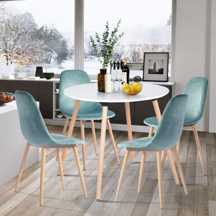 Mesa de centro redonda moderna para sofá, mesa de té para sala de estar,  escritorio de oficina, balcón, escritorio de madera y patas de metal, roble