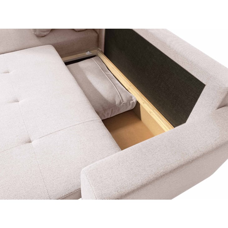 Canapé d'angle convertible 4 places en tissu DEREKK coloris gris