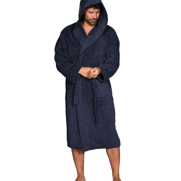 Peignoir a capuche uni 420 g m bleu nuit S Boxer Maisons du Monde