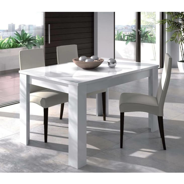 Tavolo allungabile effetto legno 140/190x90 cm bianco lucido DALICE