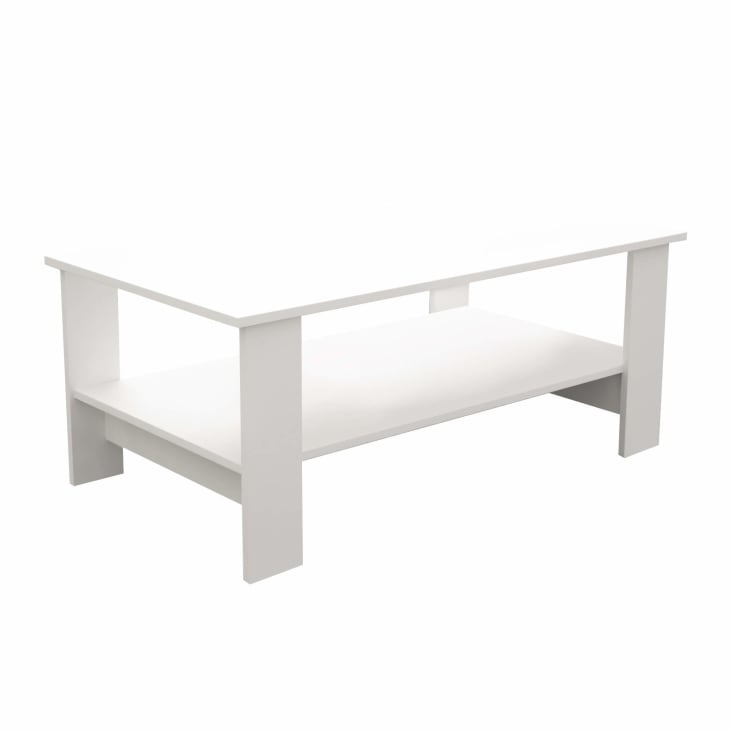 Tavolino da salotto moderno cm 100x55x41 h in truciolare bianco