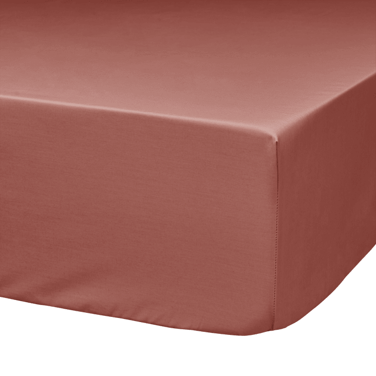 Drap housse coton bio terracotta 140 x 190 cm-Fil & sens