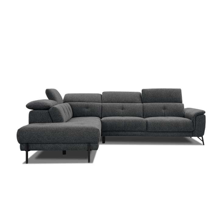 Canapé d'angle gauche  5 places en tissu gris foncé-Avena cropped-4