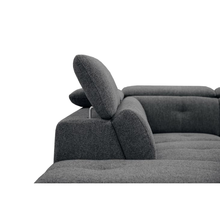 Canapé d'angle gauche  5 places en tissu gris foncé-Avena cropped-7