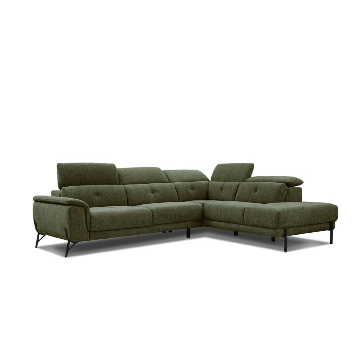 Canapé d'angle droit  5 places en tissu vert-Avena