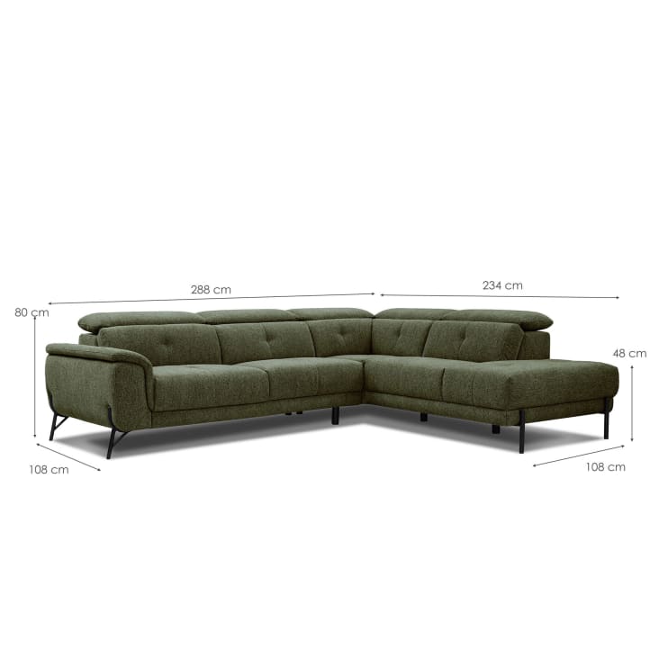 Canapé d'angle droit  5 places en tissu vert-Avena cropped-9