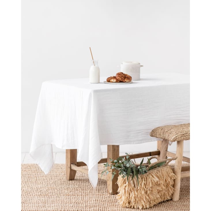 Tischdecke aus Leinen, Weiß, 150x200 cm