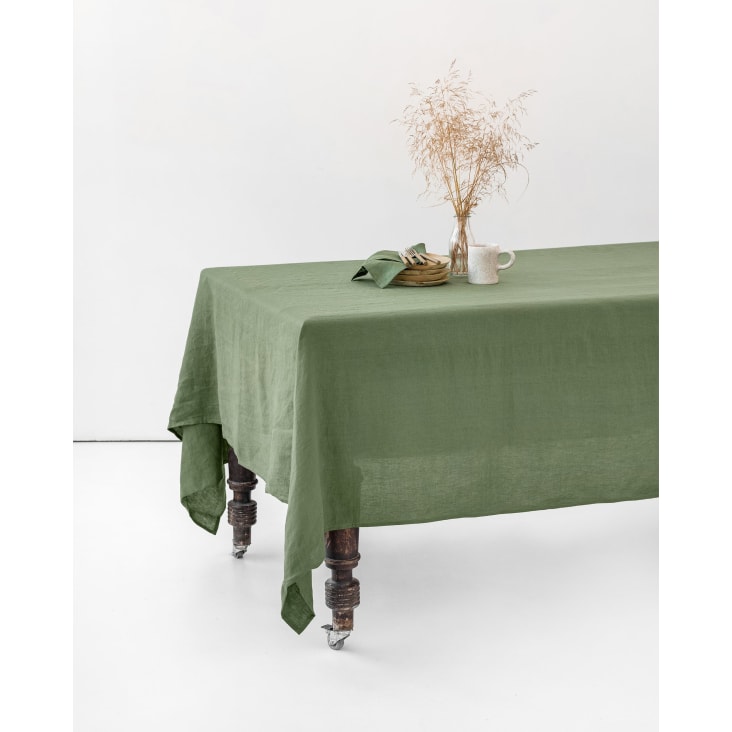 Tischdecke aus Leinen, Grün, 100x100 Monde du Maisons cm 