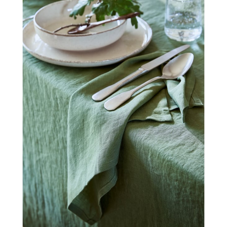 Maisons Grün, Tischdecke | Monde aus cm du Leinen, 100x100