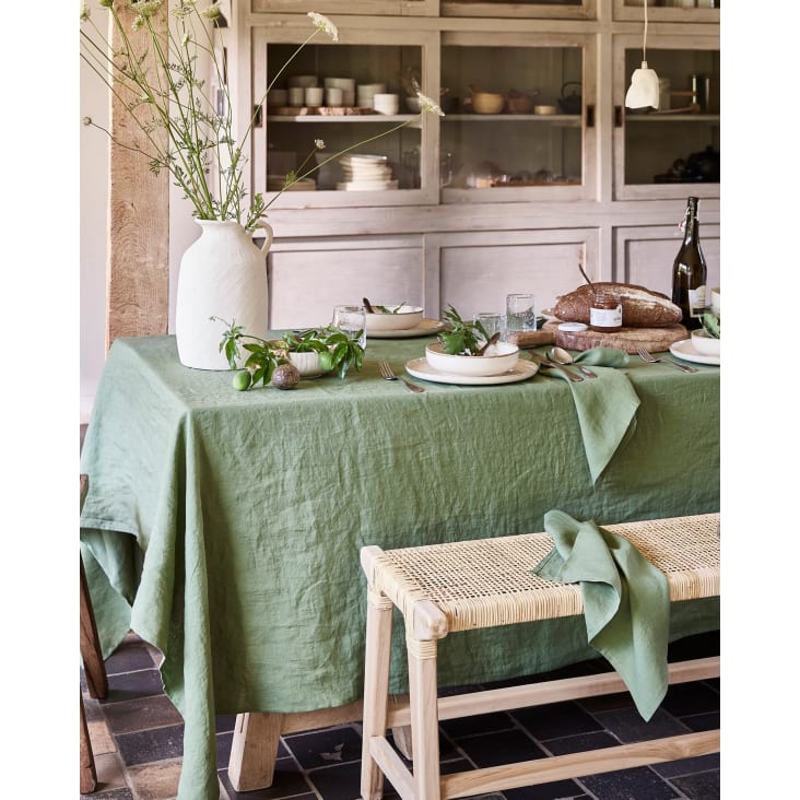 Tischdecke aus Leinen, Grün, 100x100 cm | Maisons du Monde