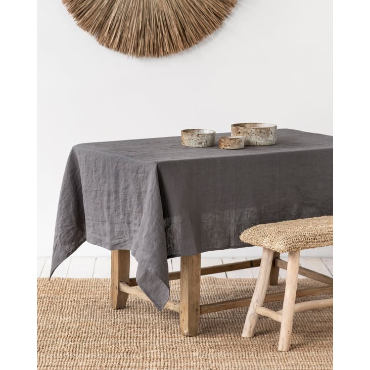 Tischdecke aus Leinen, Grau, 100x100 cm Maisons du Monde 