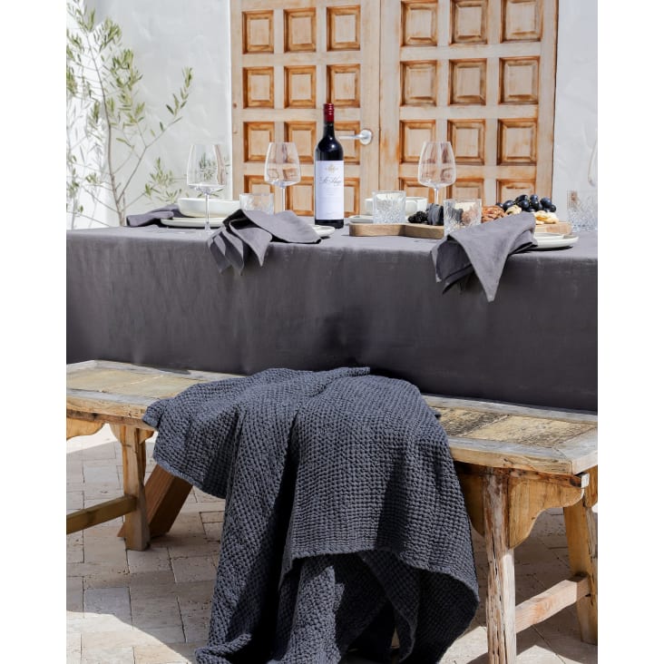 Tischdecke aus Leinen, Grau, cm Maisons 100x100 | du Monde