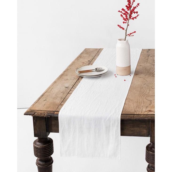 Leinen-Tischläufer, cm | Weiß, 40x200 Maisons du Monde