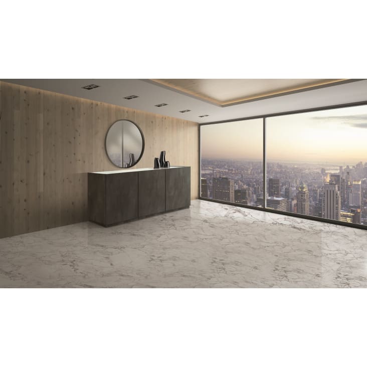 Credenza legno, finitura acciaio ossidato, piano effetto marmo, 200x50 ...