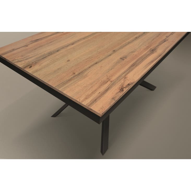 Tavolo legno, finitura rovere rustico, base nera, allungabile 120x80  VOLPAIA