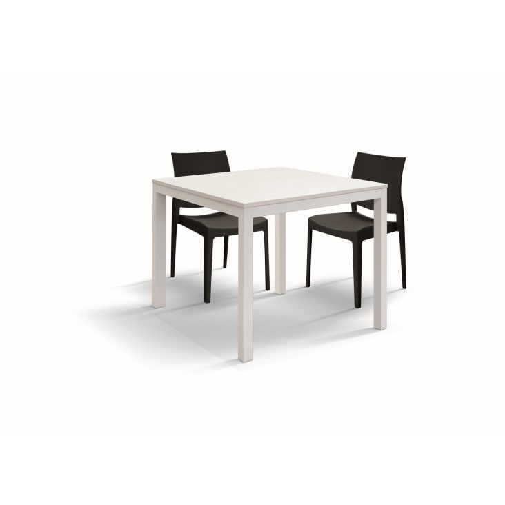 Tavolo legno, finitura bianco e metallo bianco, allungabile 90x90 TROPEA