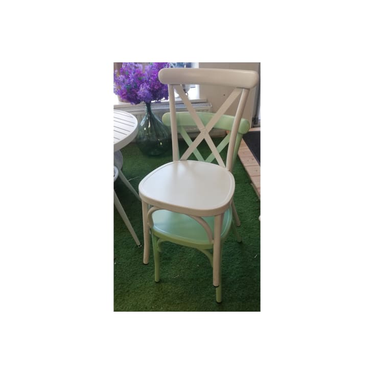 Lot de 2 chaise de jardin bistrot empilable en aluminium-Dahlia cropped-2